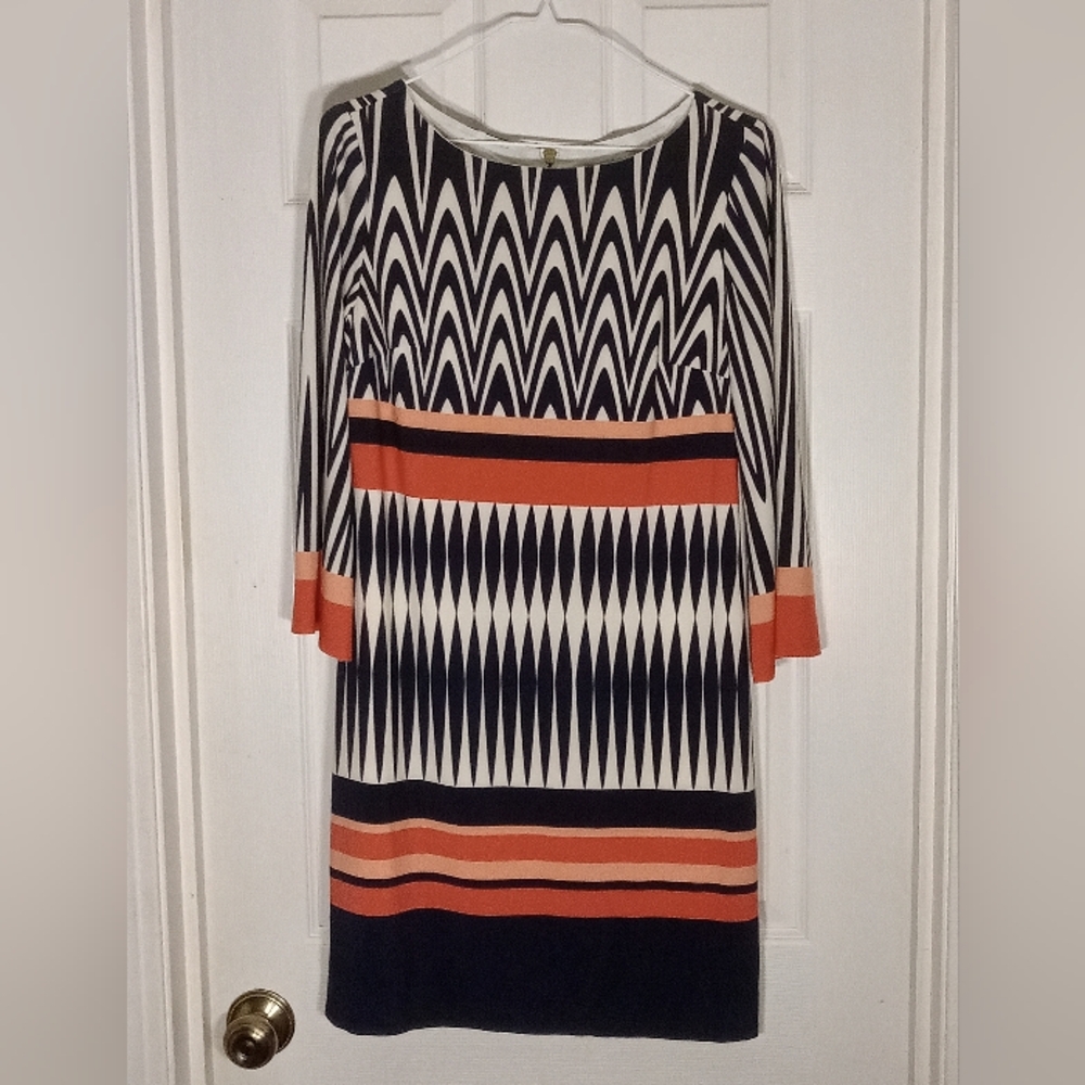Mixed Geometric Print Knit Dress Eliza J